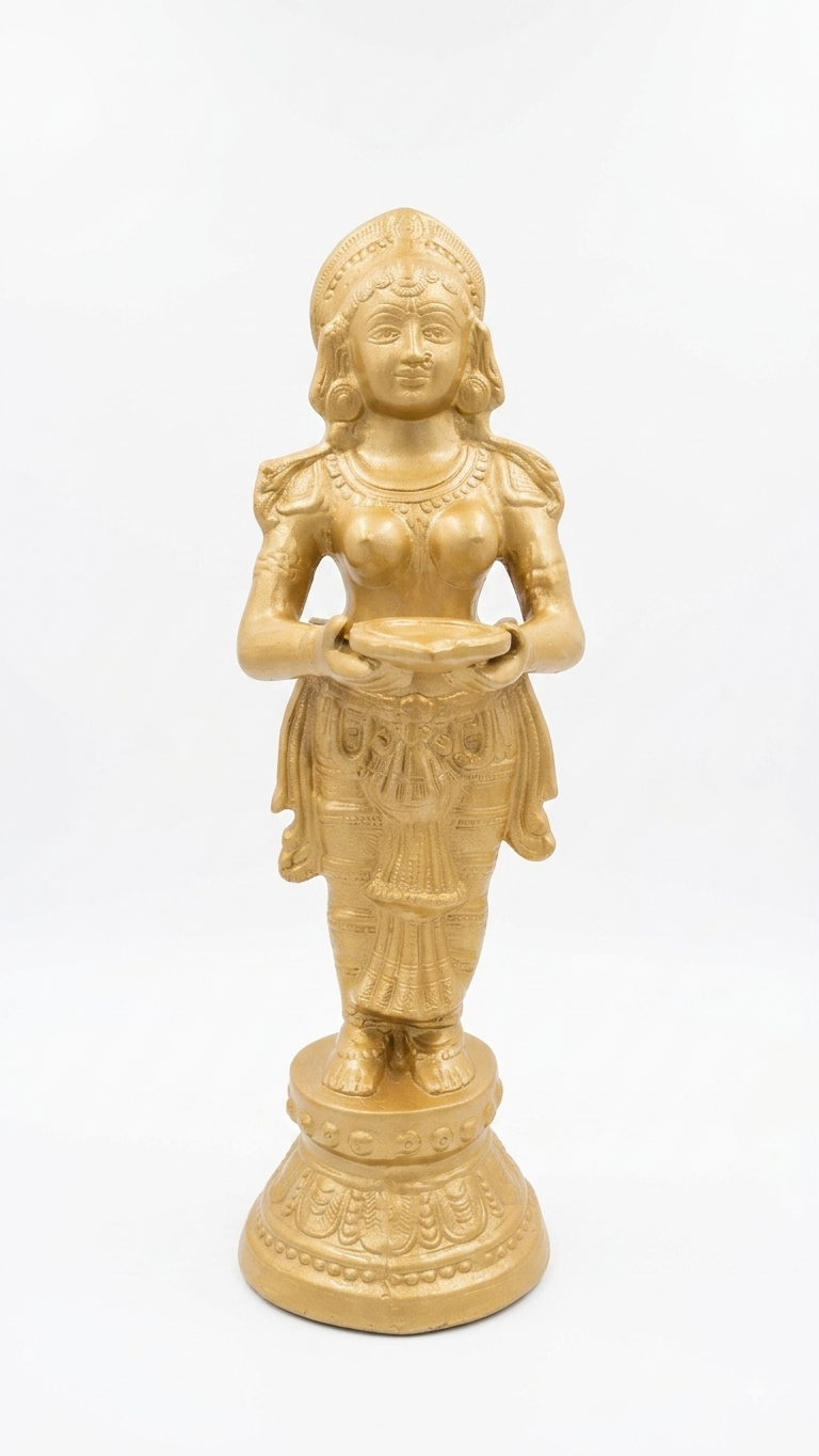 Golden Lady Figurine with Puja Plate