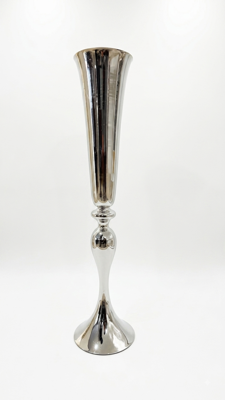 Tall Silver Flower Vase