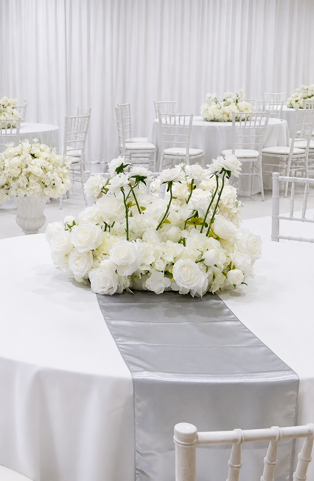 Elegant White Floral & Candle Centrepiece - Thumbnail 2