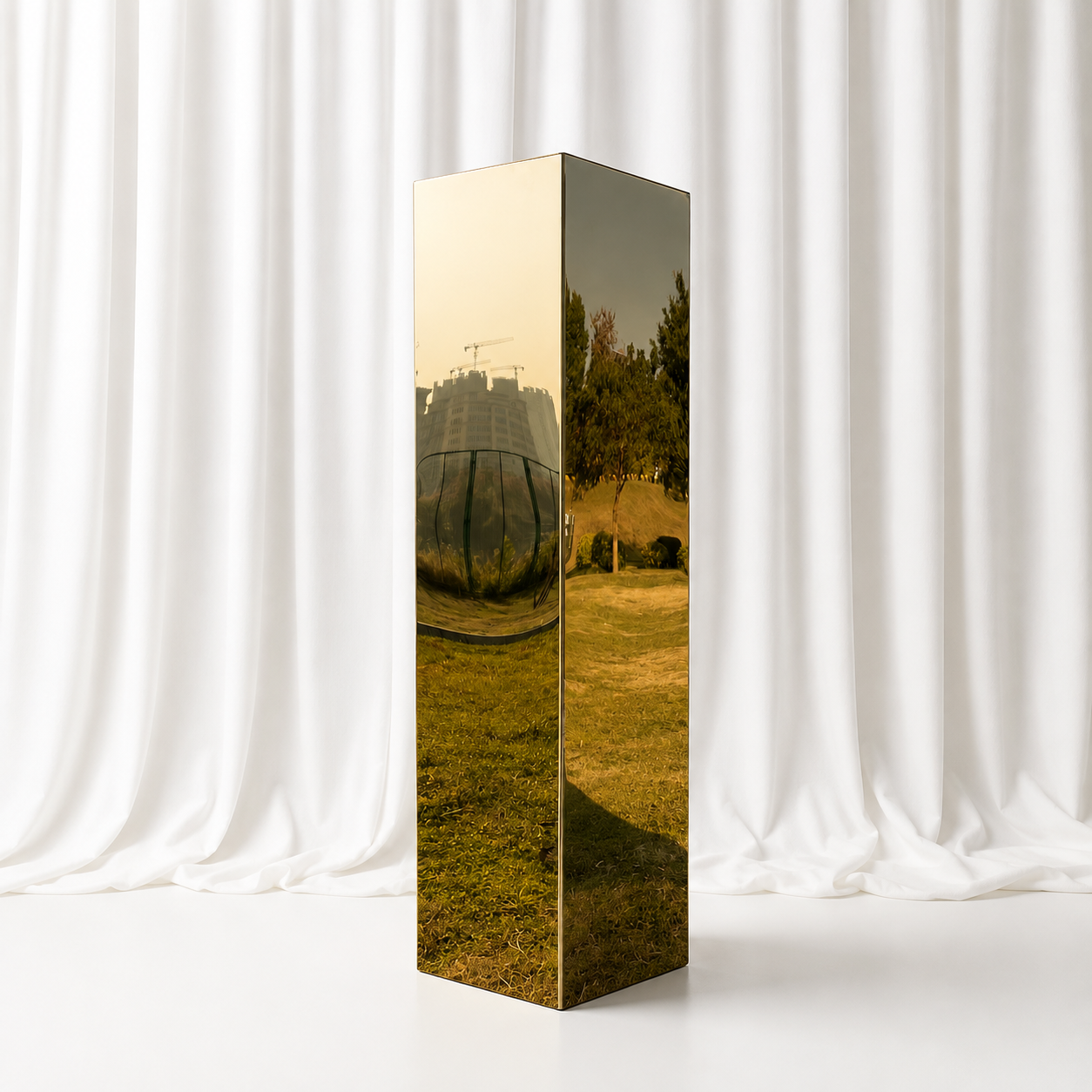 Mirror Gold Square Acrylic Plinth - Large