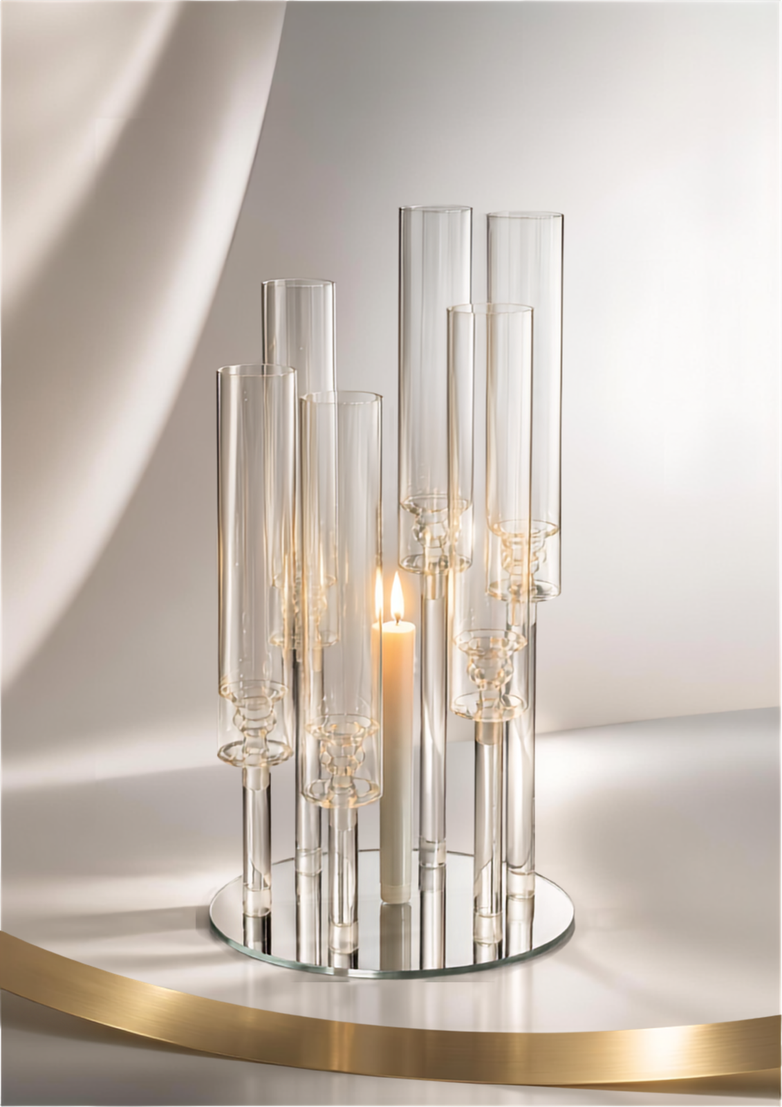 Crystal Glass Hurricane Candle Holder