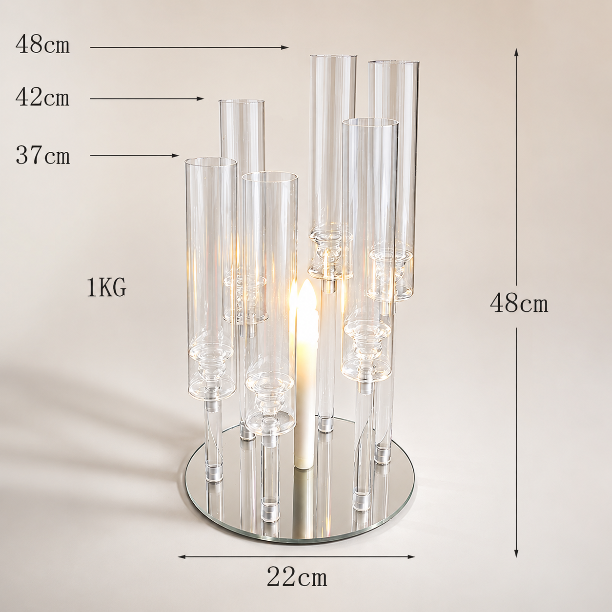 Crystal Glass Hurricane Candle Holder - Thumbnail 2